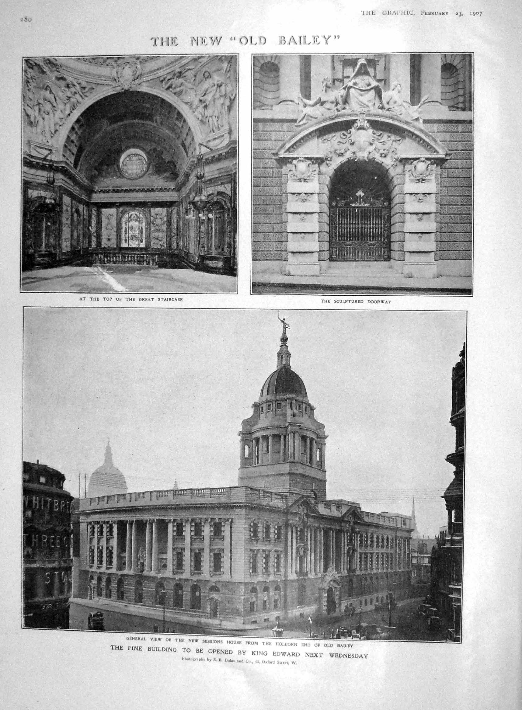 Original Old Antique Print 1907 Bailey Session House Dome St. Paul'S 20th