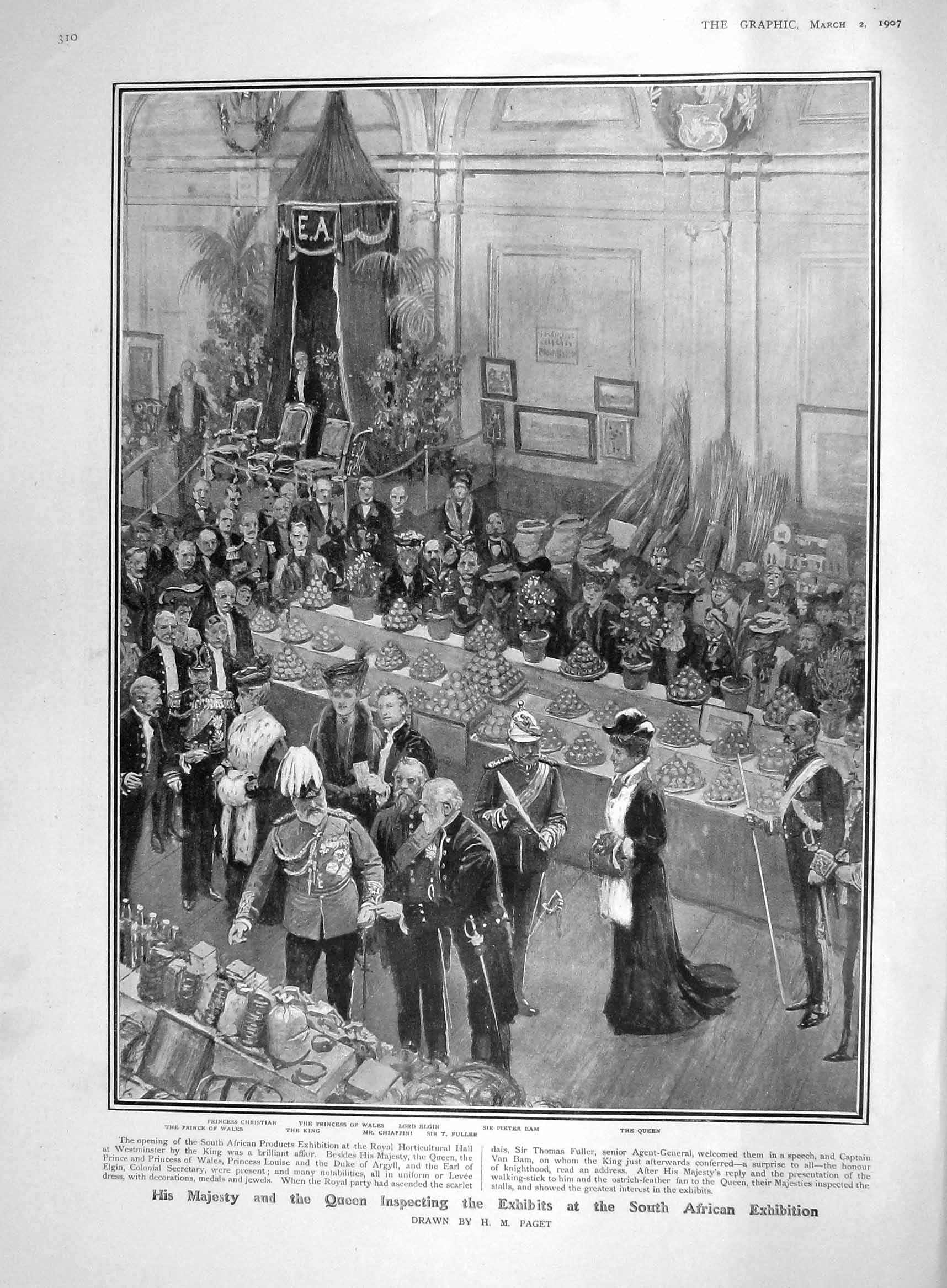 Old Antique Print 1907 Queen African Exhibition Elgin Wales Ships Circe 20th