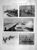 Original Old Antique Print 1907 Wreck Ship Berlin Captain Sperling Clacton 20th