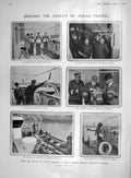 Original Old Antique Print 1907 Board Trade Liner Ship Lifeboats Passengers