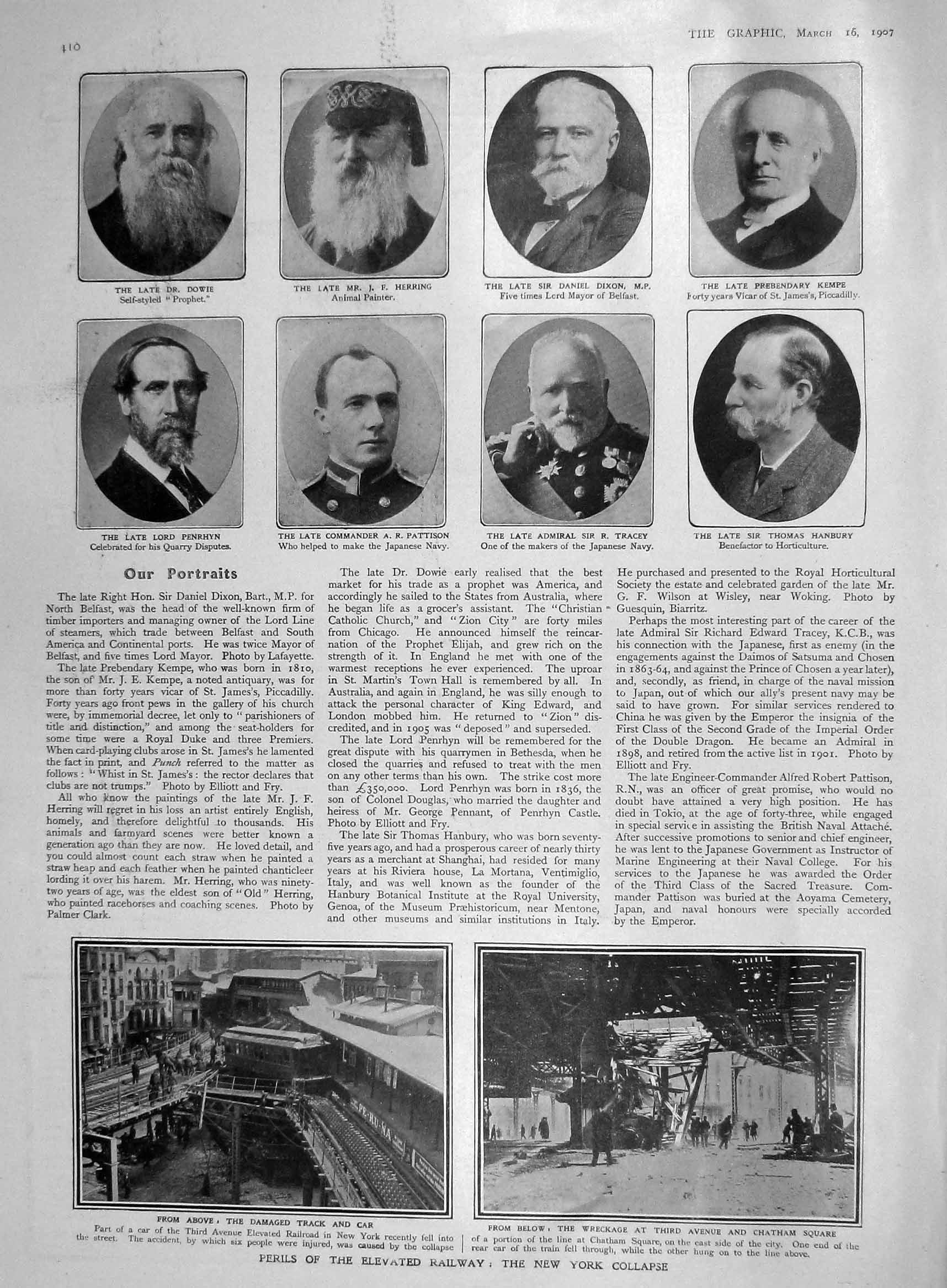 Original Old Antique Print 1907 Elevated Railway York Herring Dixon Jews Rubens