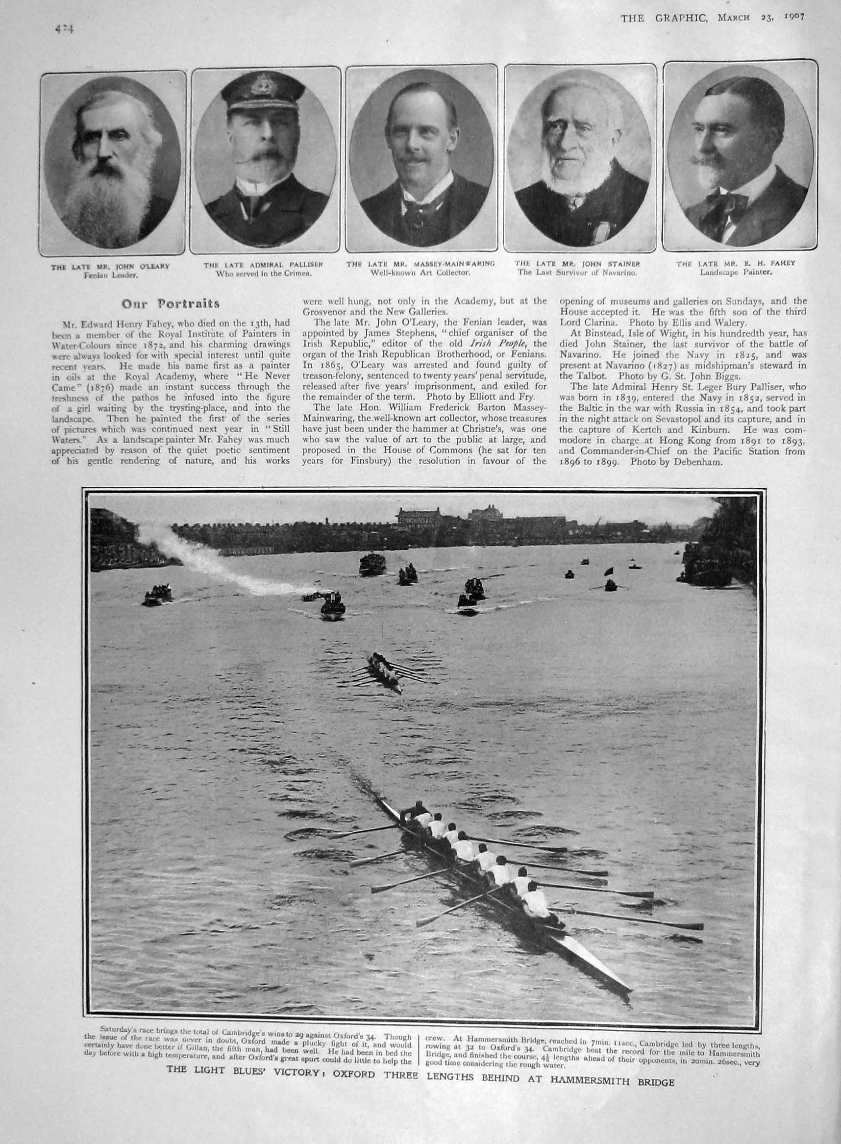 Original Old Antique Print 1907 Oxford Boat Race Hammersmith Ship Indomitable