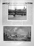 Original Old Antique Print 1907 Bridge Kappellbrucke Lucerne London Berthelot