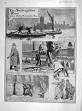 Original Old Antique Print 1907 Suffragettes River Thames Police Boats 20th