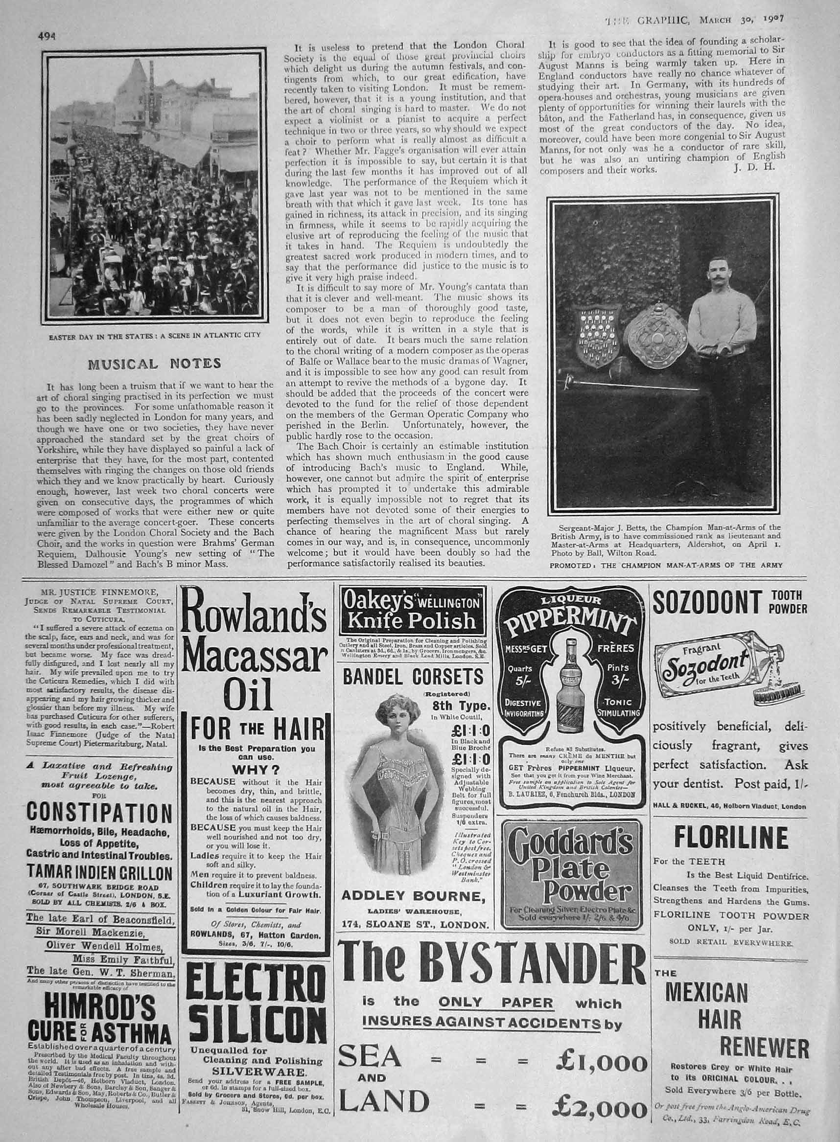 Old Antique Print 1907 Easter Atlantic City Betts Man-At-Arms Aldershot 20th