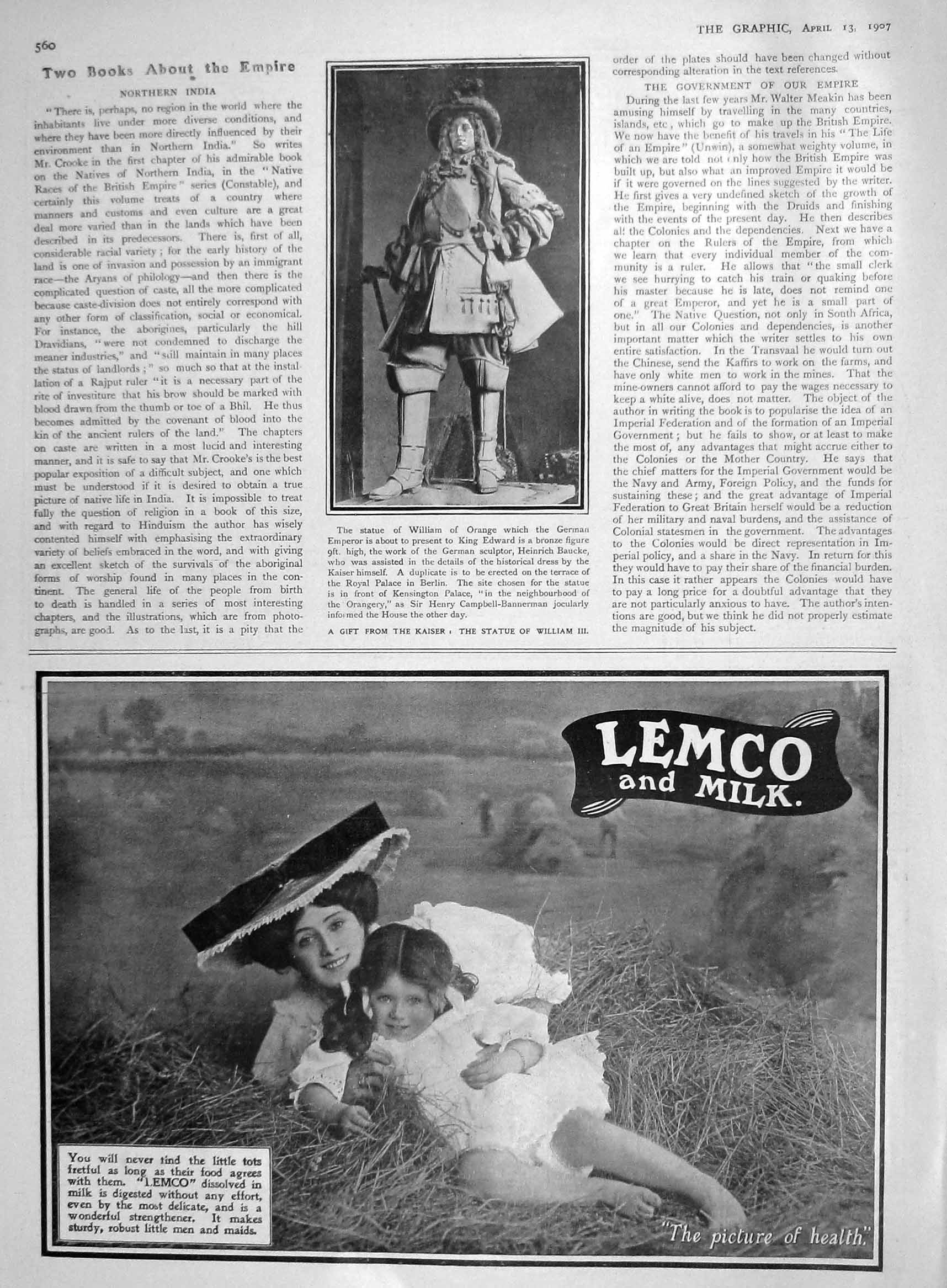 Old Antique Print 1907 Statue William Orange Baucke Palace Berlin Lemco 20th