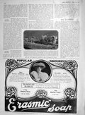 Original Old Antique Print 1907 Motor Car France Crash Train Vire Erasmic Soap