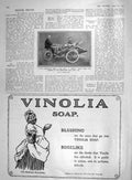 Original Old Antique Print 1907 Motor Car Contal Tricar Peking Paris Race 20th