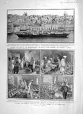 Old Antique Print 1907 Banquet Albert Queen Ship Malta Glasgow University 20th