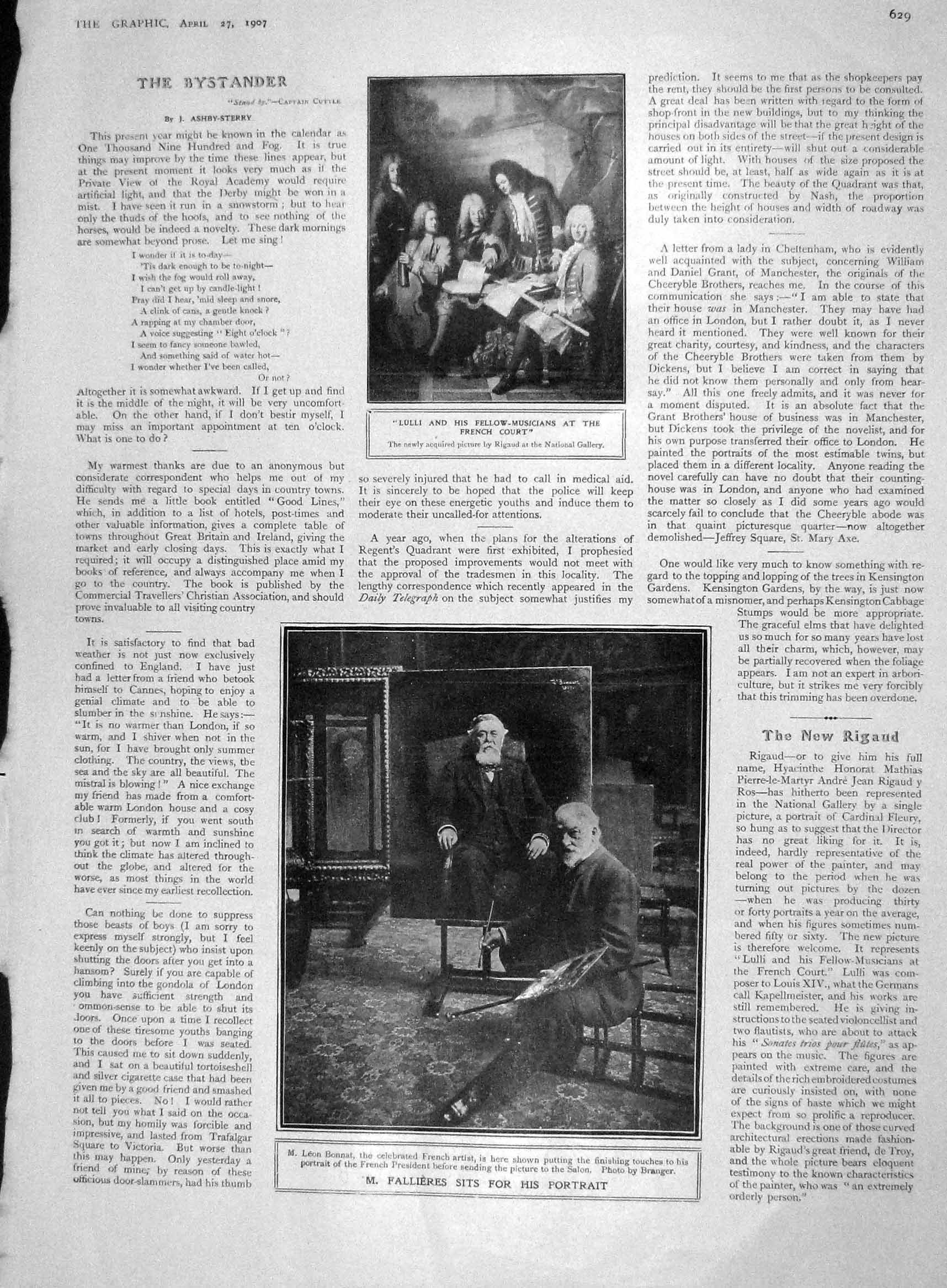 Old Antique Print 1907 Fallieres Lulli Musicians Princess Wales Glasgow 20th
