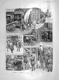 Original Old Antique Print 1907 London Transport Motor Bus Art Gallery 20th