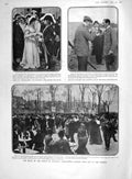 Original Old Antique Print 1907 Prince Austrias King Alfonso Madrid Palace Flag