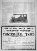 Original Old Antique Print 1907 Lanchester Motor Car Continental Tyres London