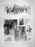 Old Antique Print 1907 Pisa Tourists Lord Mayor Motor Car Frankfort Queen 20th