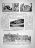 Original Old Antique Print 1907 Admiralty Buildings Mall Glastonbury Red Cross