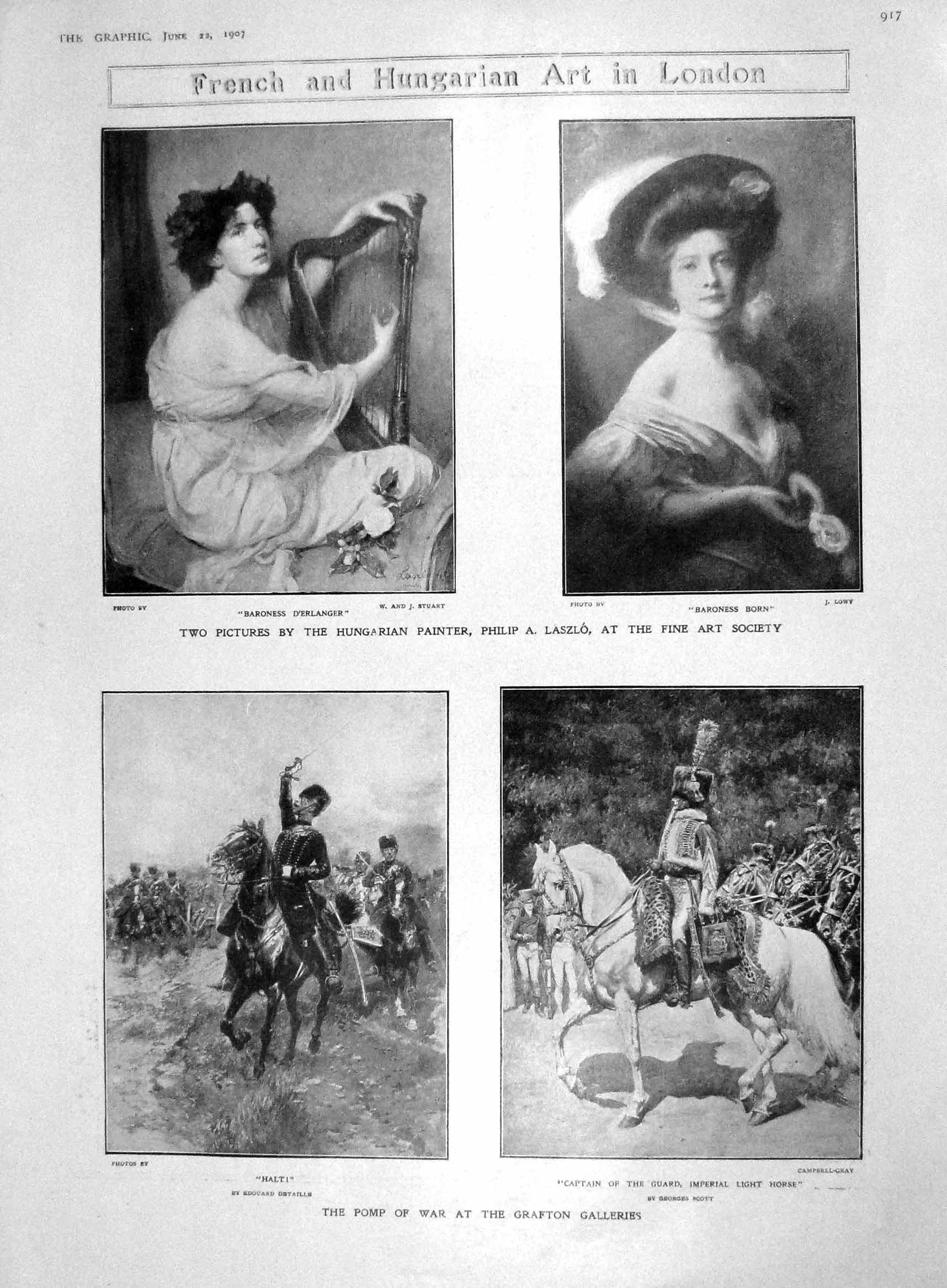Original Old Antique Print 1907 Baroness D'Erlanger Grafton Art Haldane Vincent