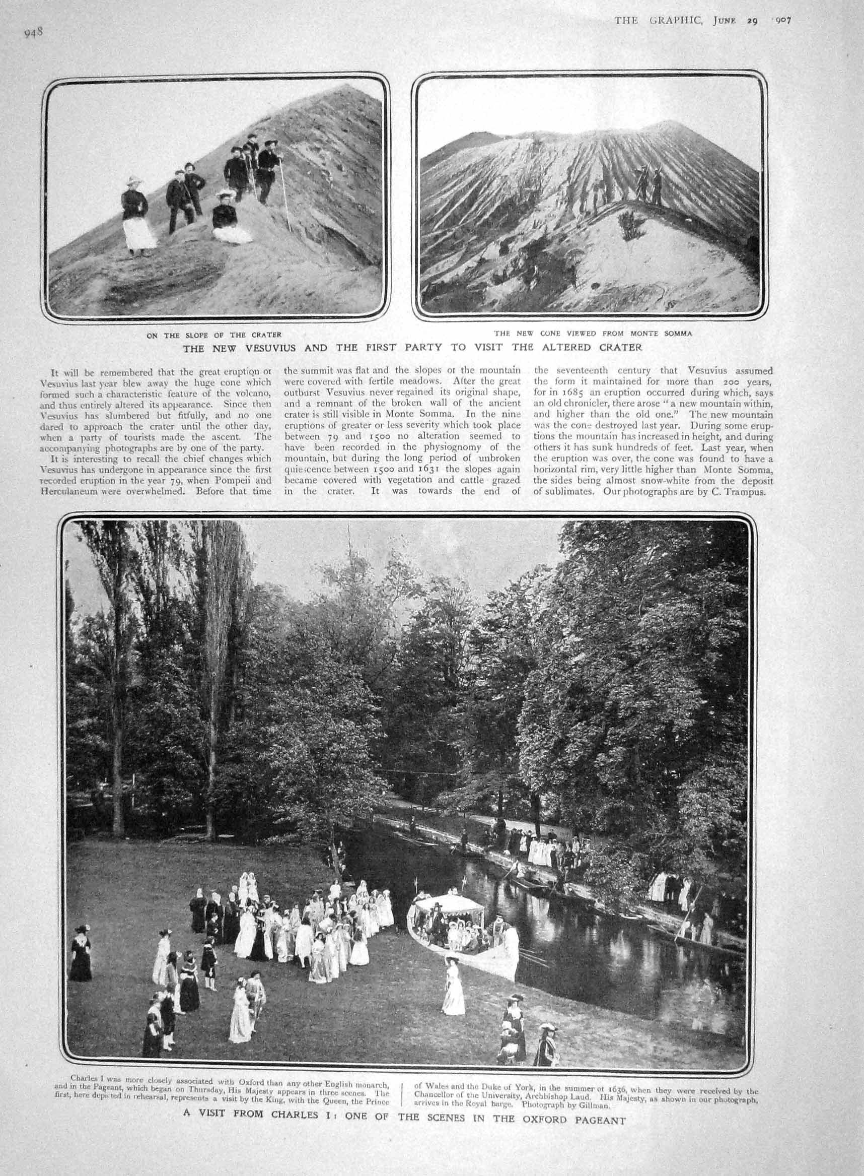 Old Antique Print 1907 Charles Oxford Crater Vesuvius Bernhard Dernburg 20th