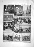 Original Old Antique Print 1907 City Policeman School Drill Prisoners Court Men