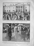 Original Old Antique Print 1907 Queen Garden Party Dublin Ireland Albans Bowood
