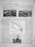 Original Old Antique Print 1907 Antwerp Kattendyck Dock Ships Lyttelton Balfour