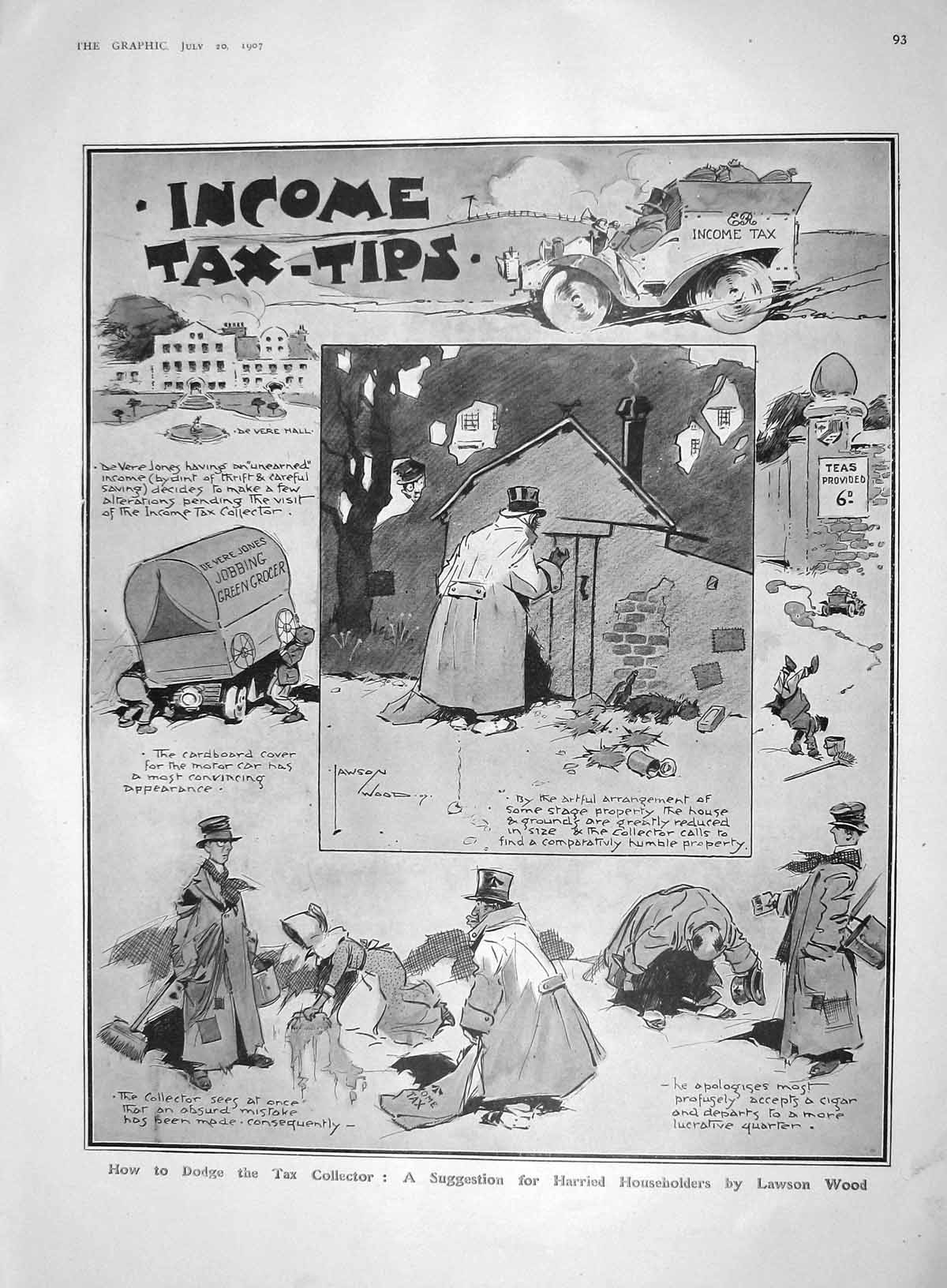 Original Old Antique Print 1907 Househer Dodge Tax Collector Harvard Stratford