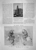 Old Antique Print 1907 Southwark Clock Tower Monks Hugh Austen Tiberius 20th