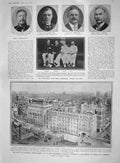 Old Antique Print 1907 Bartholomews Hospital Grayson Curran Burges Eyck 20th