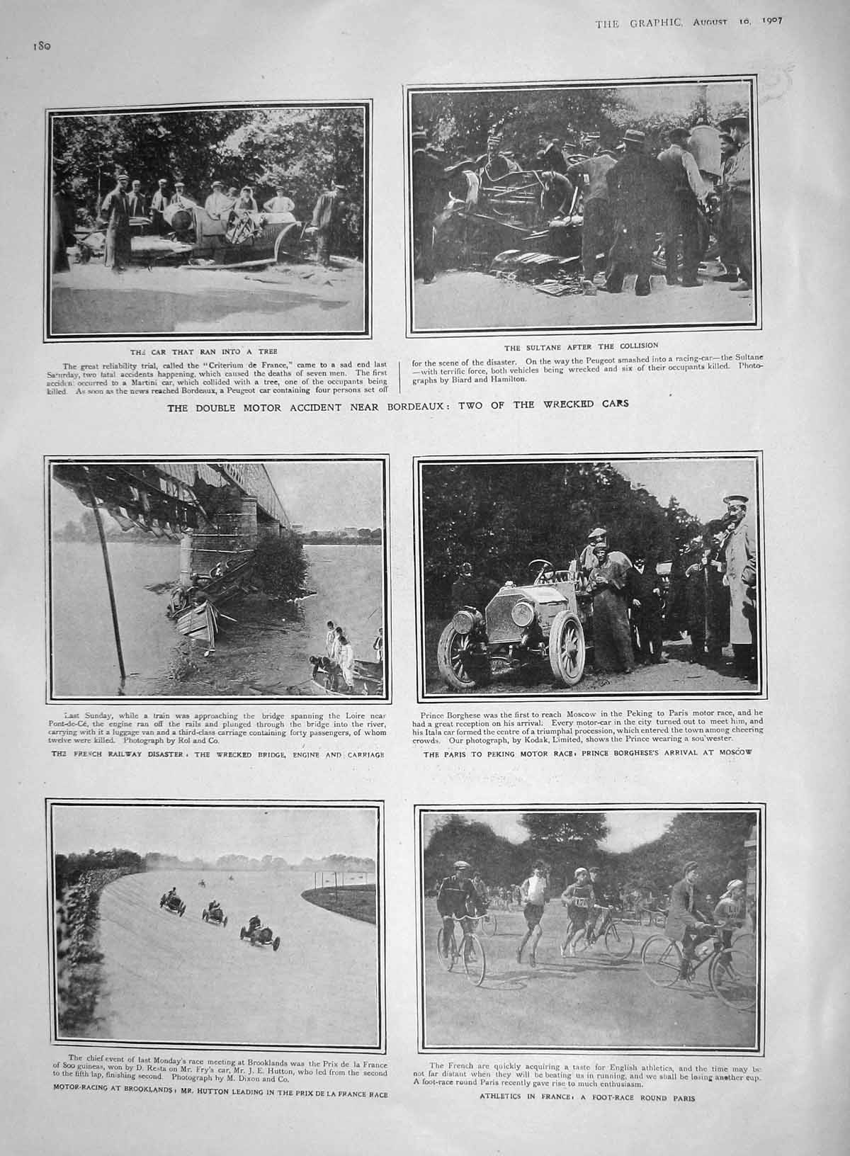 Old Antique Print 1907 Motor Car Racing Hutton France Ireland Rockefeller 20th