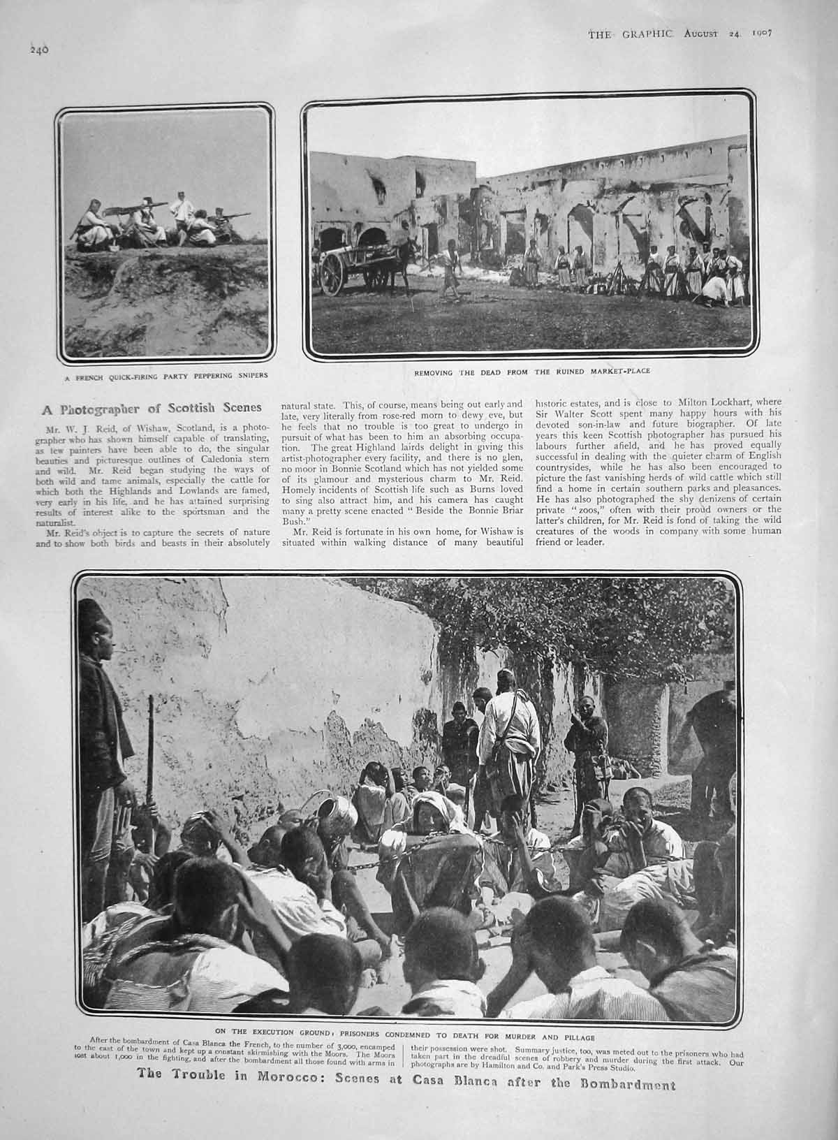 Original Old Antique Print 1907 Morocco Casa Blanca Podmore Arles Roman Theatre