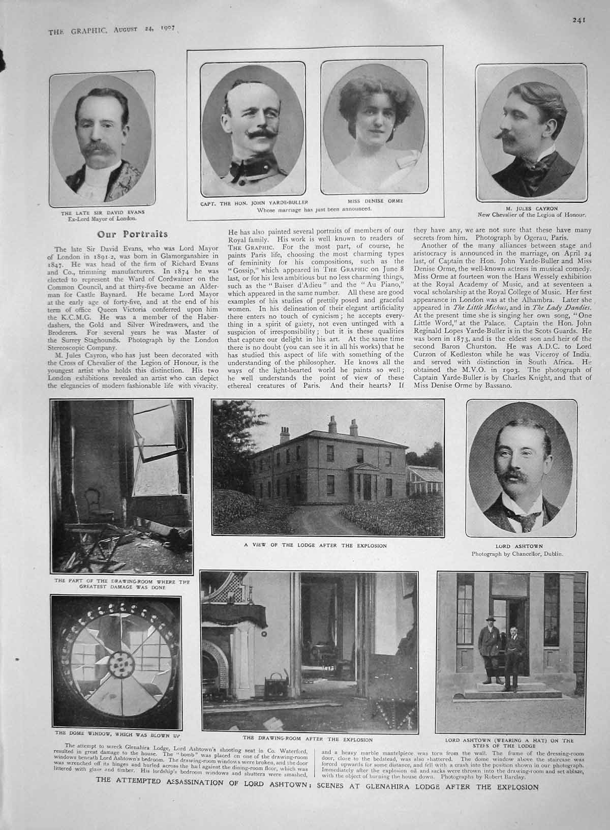 Old Antique Print 1907 Ashtown Glenahira Orme Evans Windsor Horse Davos 20th