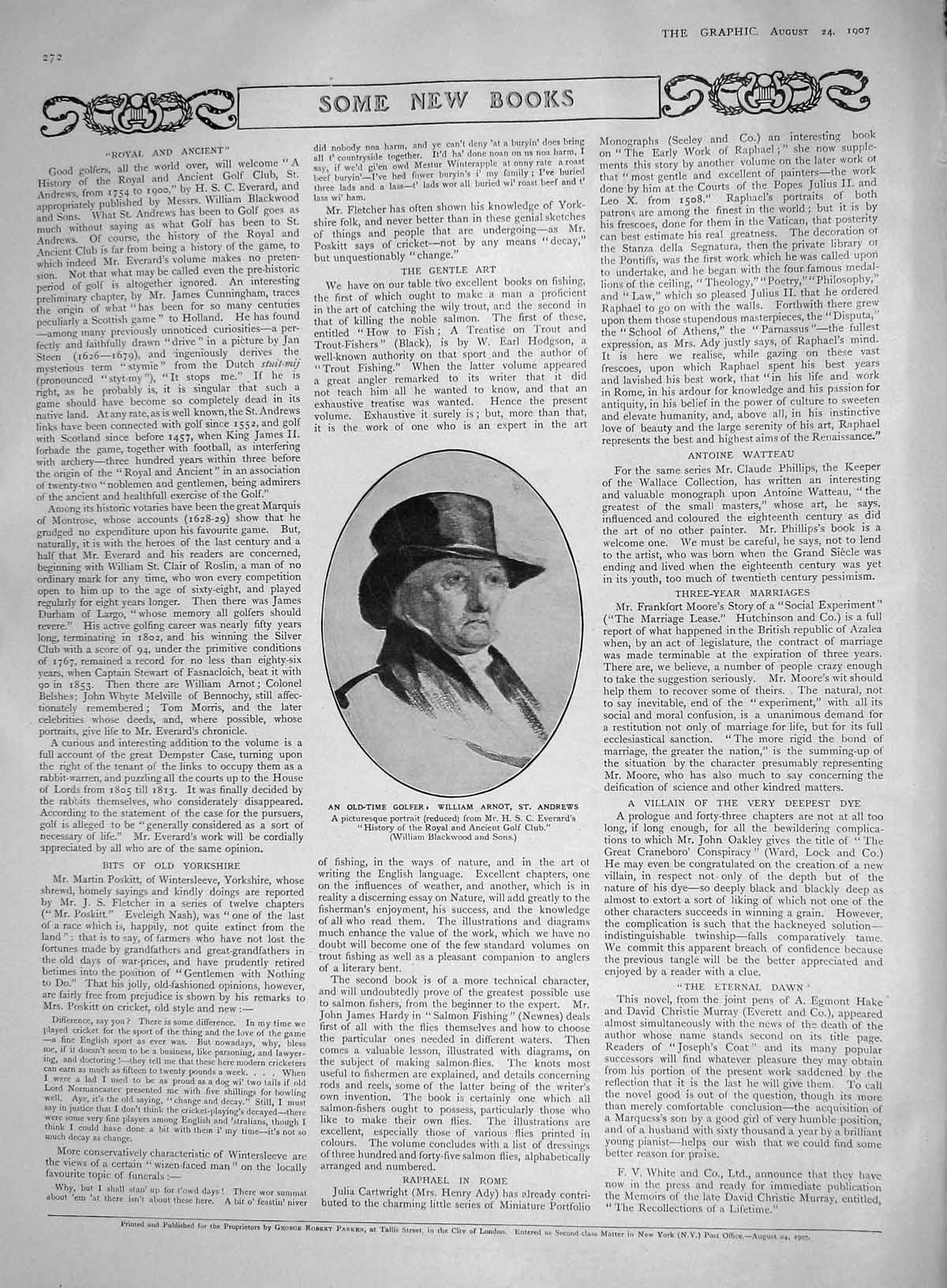 Original Old Antique Print 1907 -Time Golfer William Arnot St. Andrews Sport