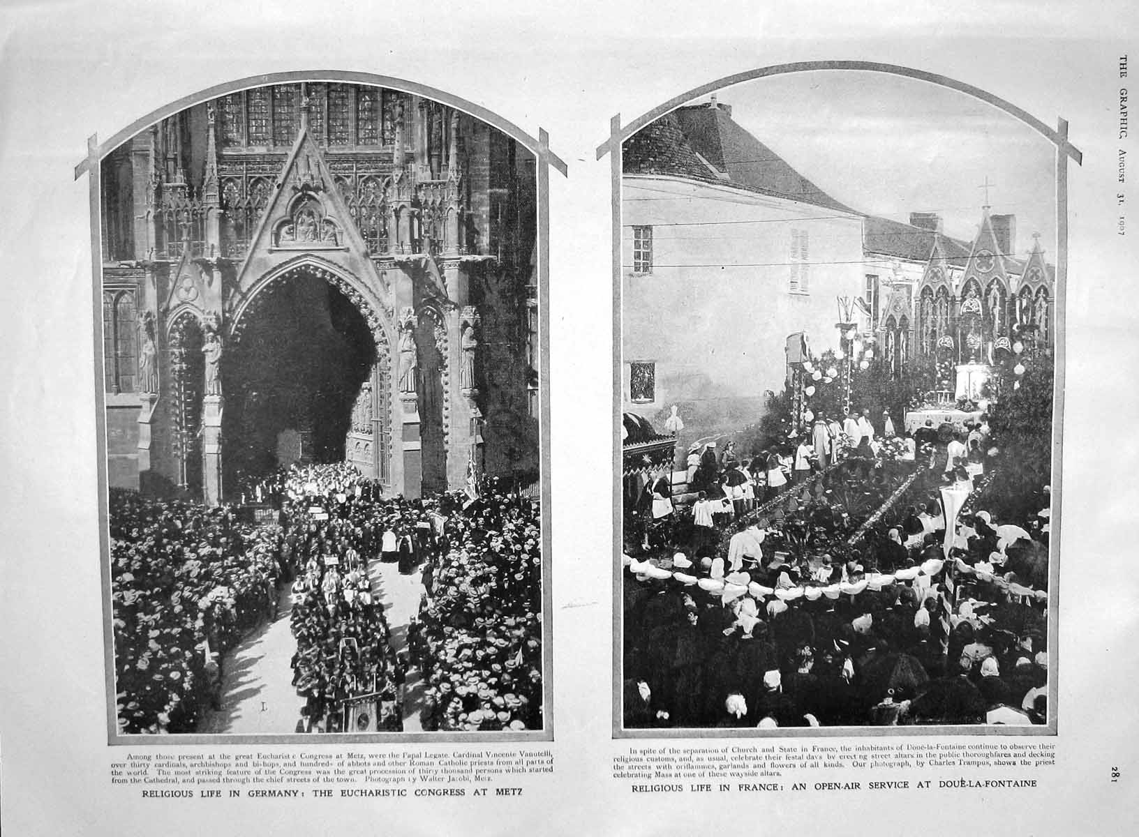 Original Old Antique Print 1907 Germany Eucharistic Etz France Religion Drude
