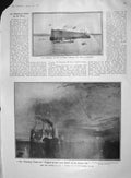 Original Old Antique Print 1907 Ship Temeraire Ship Devonport Napoleon Eugenie