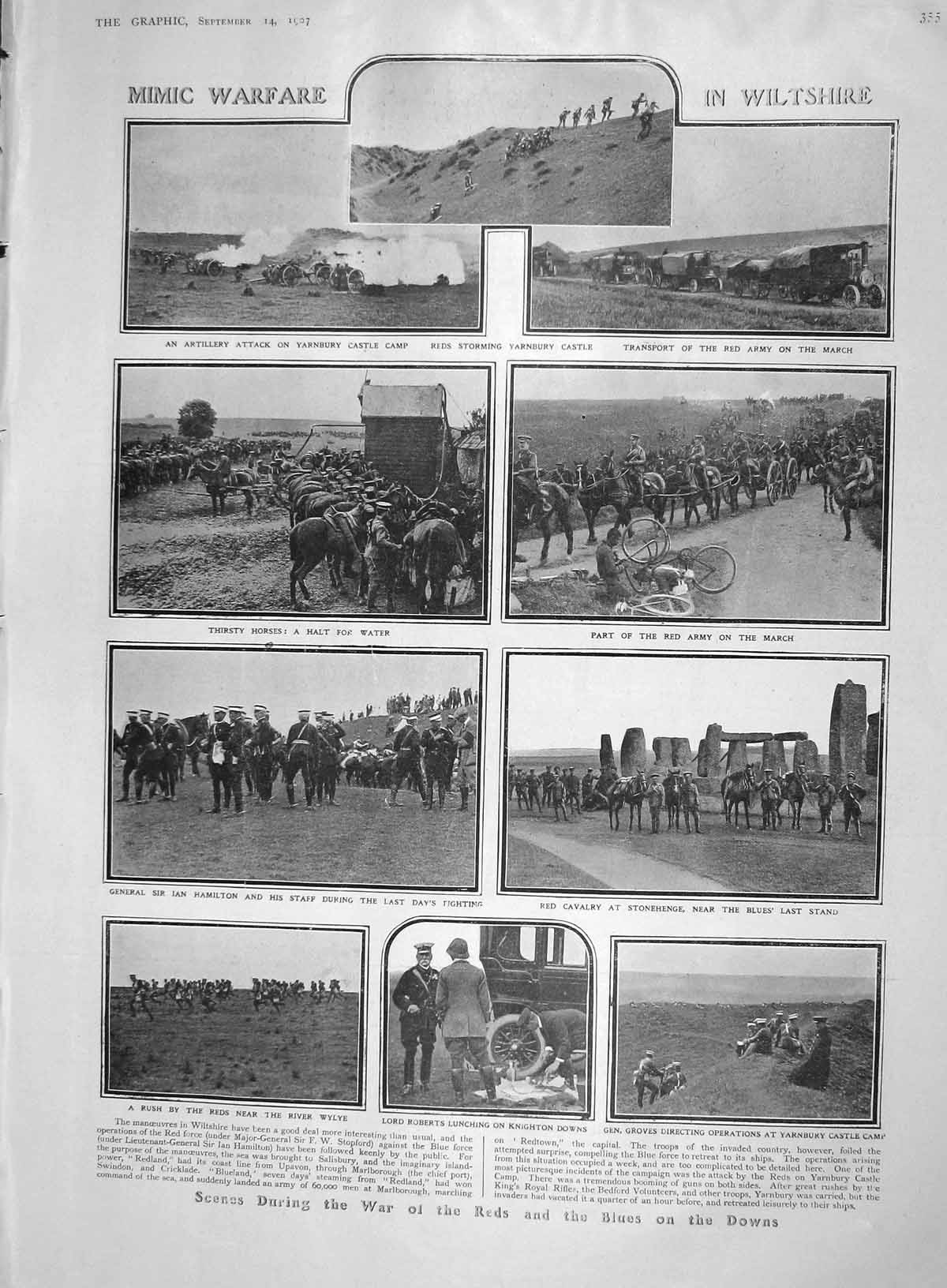 Old Antique Print 1907 Wiltshire Yarnbury Castle Roberts War Groves Army 20th