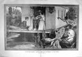 Original Old Antique Print 1907 Up-River Holiday Cooks Houseboat River Thames