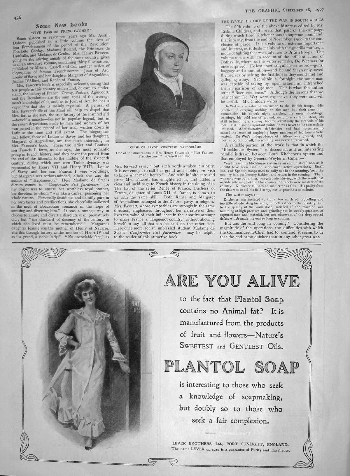 Original Old Antique Print 1907 Louise Savoy Comtesse D'Angouleme Plantol Soap