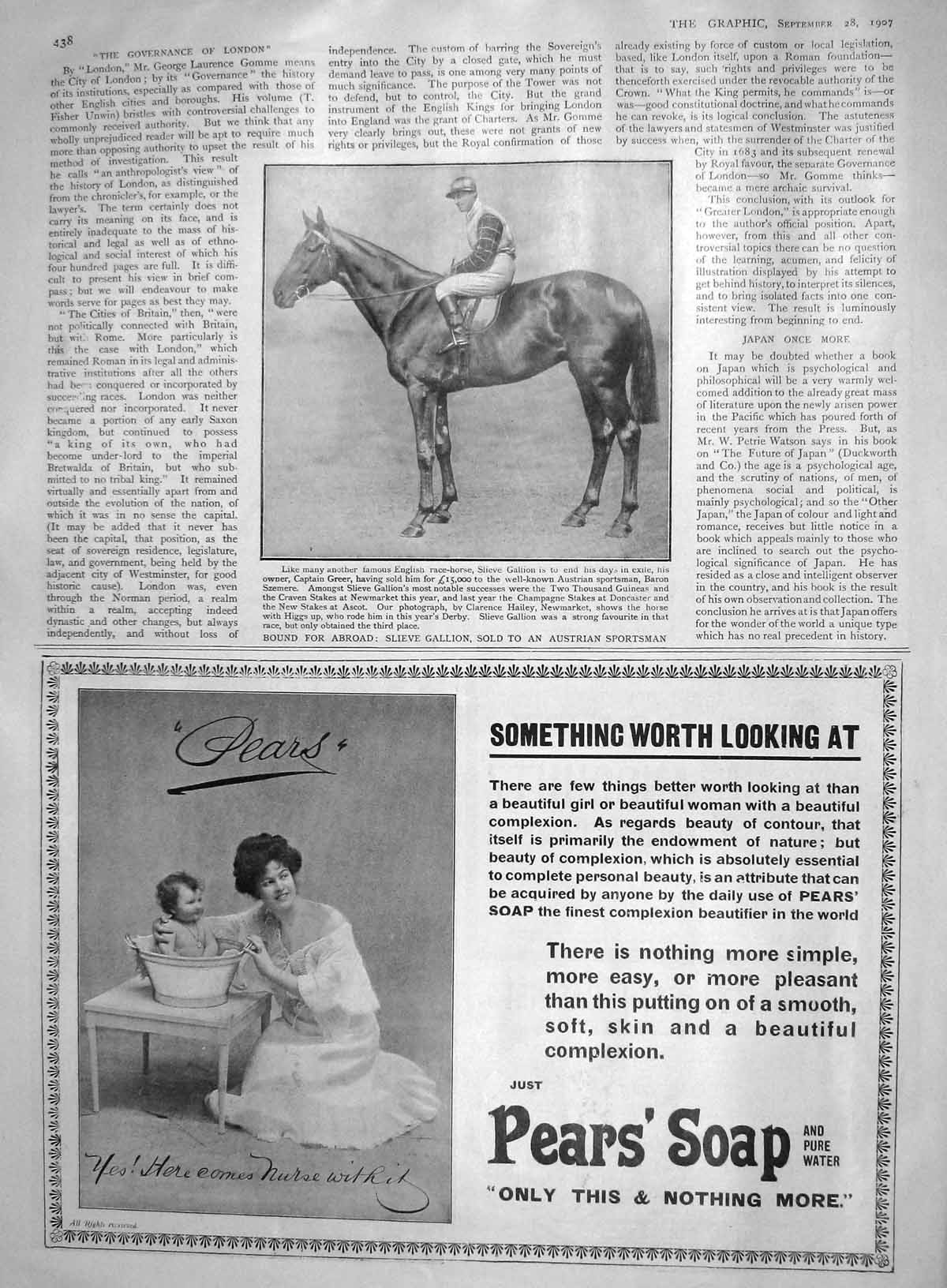 Old Antique Print 1907 Slieve Gallion Horse Captain Greer Austrian Pears 20th