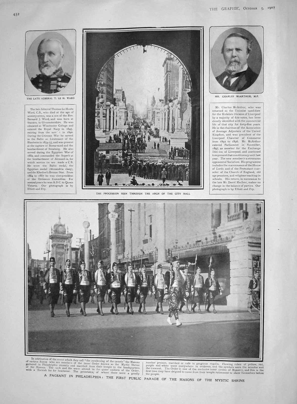 Old Antique Print 1907 Pageant Philadelphia Ward Holland Wilhelmina Queen 20th