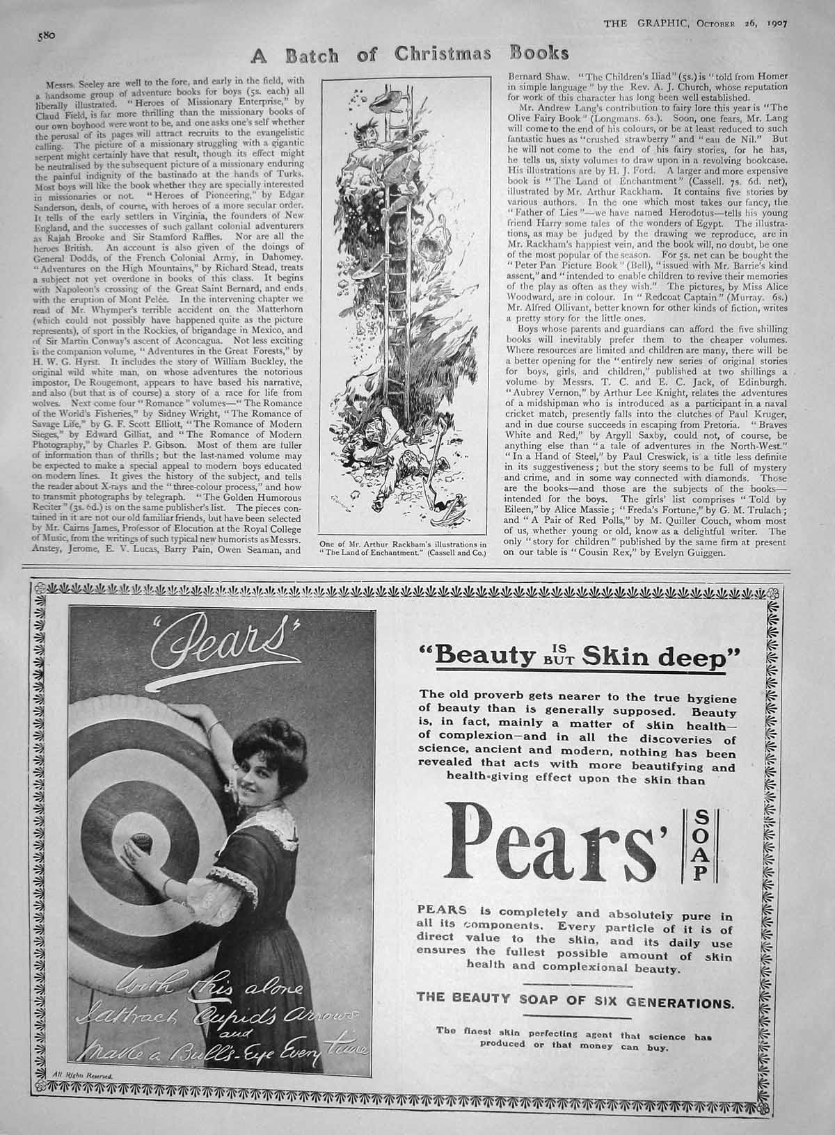Original Old Antique Print 1907 Land Enchantment Arthur Rackham Pears Soap 20th