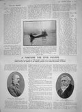 Old Antique Print 1907 Santos-Dumont Hydroplane Rouvier Fallieres France 20th