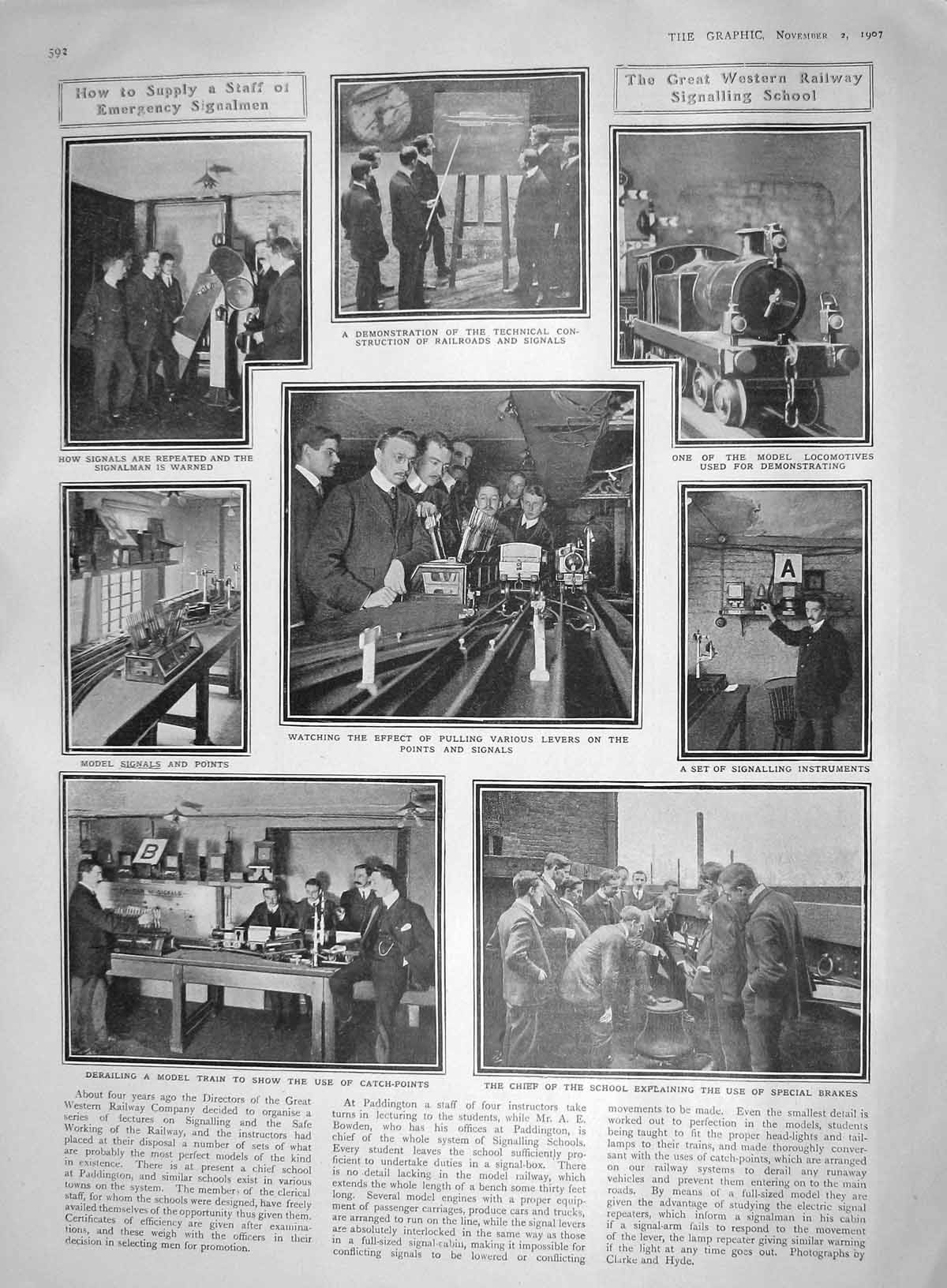 Original Old Antique Print 1907 Western Railway Signall School Charlotte Bronte