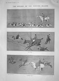 Old Antique Print 1907 Hunting Season Horses New York Stockbrokers Ingram 20th