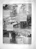 Old Antique Print 1907 Tragedy Gyroscoplane Pearce Railway Strike Albert 20th