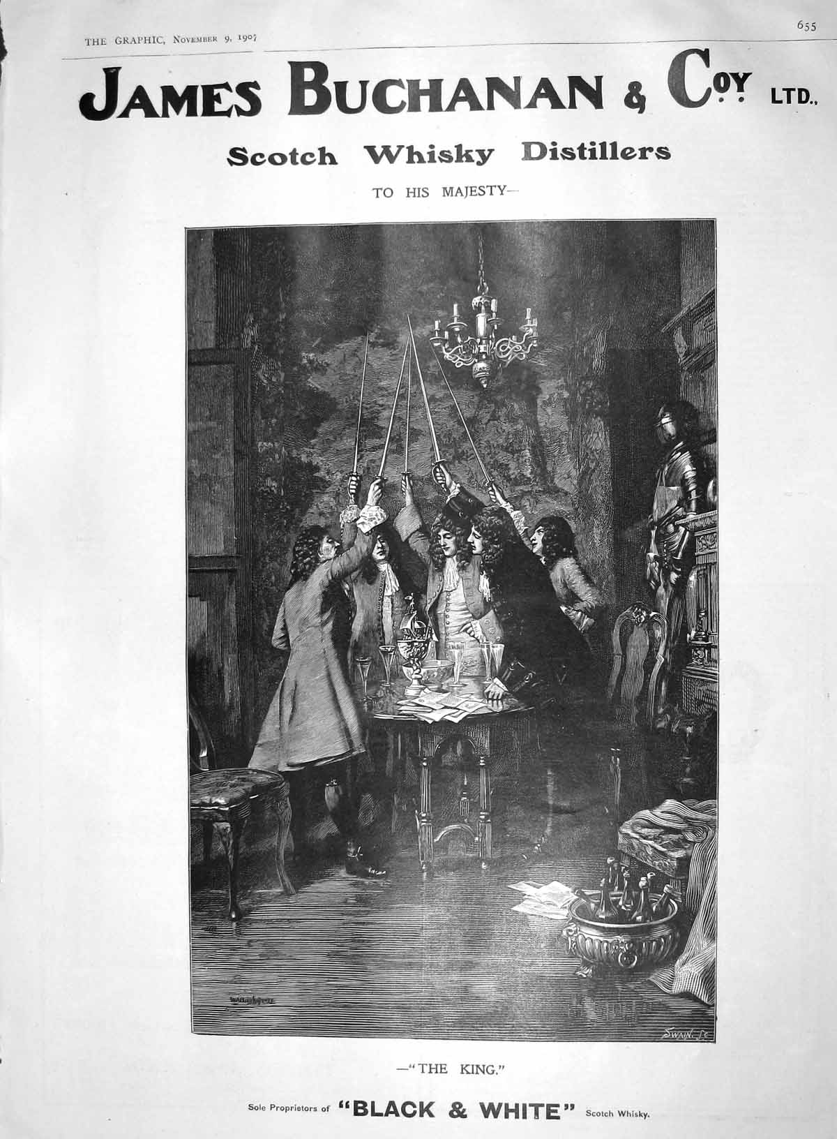 Original Old Antique Print 1907 Advertisement James Buchanan Scotch Whisky 20th