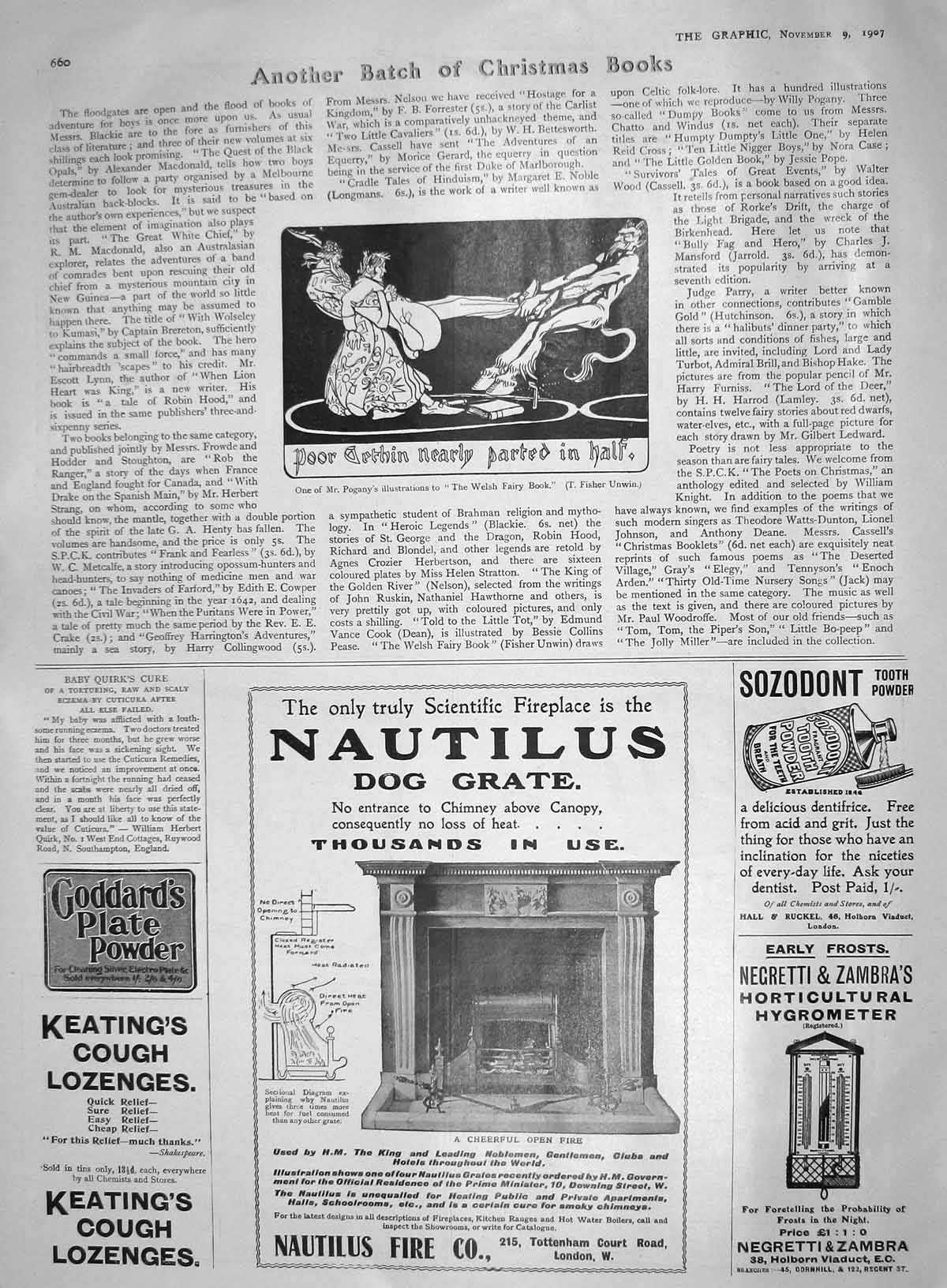 Old Antique Print 1907 Pogany Welsh Fairy Book Nautilus Faire Dog Grate 20th