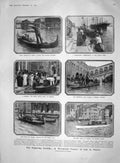 Old Antique Print 1907 Gondola Venice Canal Wedding Prince Bourbon-Sicily 20th