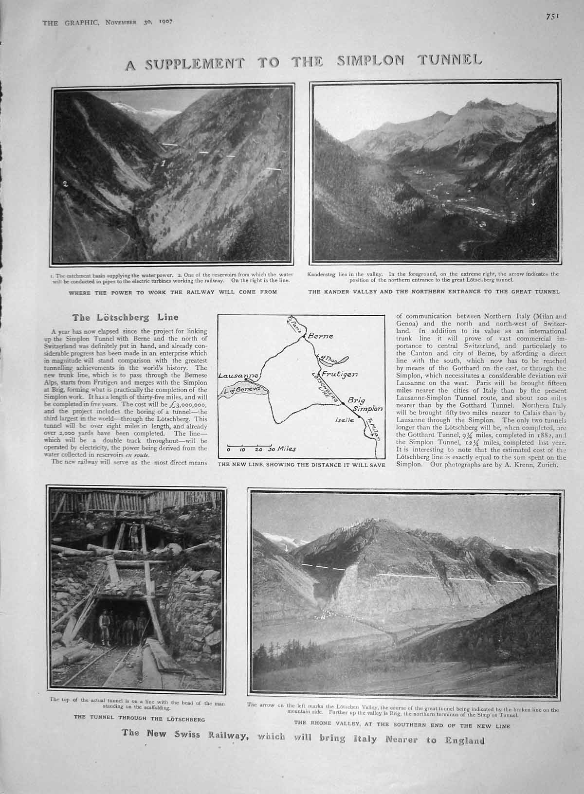 Old Antique Print 1907 Simplon Tunnel Swiss Railway Duke Rutland Hounds 20th