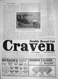 Original Old Antique Print 1907 Vinot Four-Cylinder Motor Car Craven Tobacco