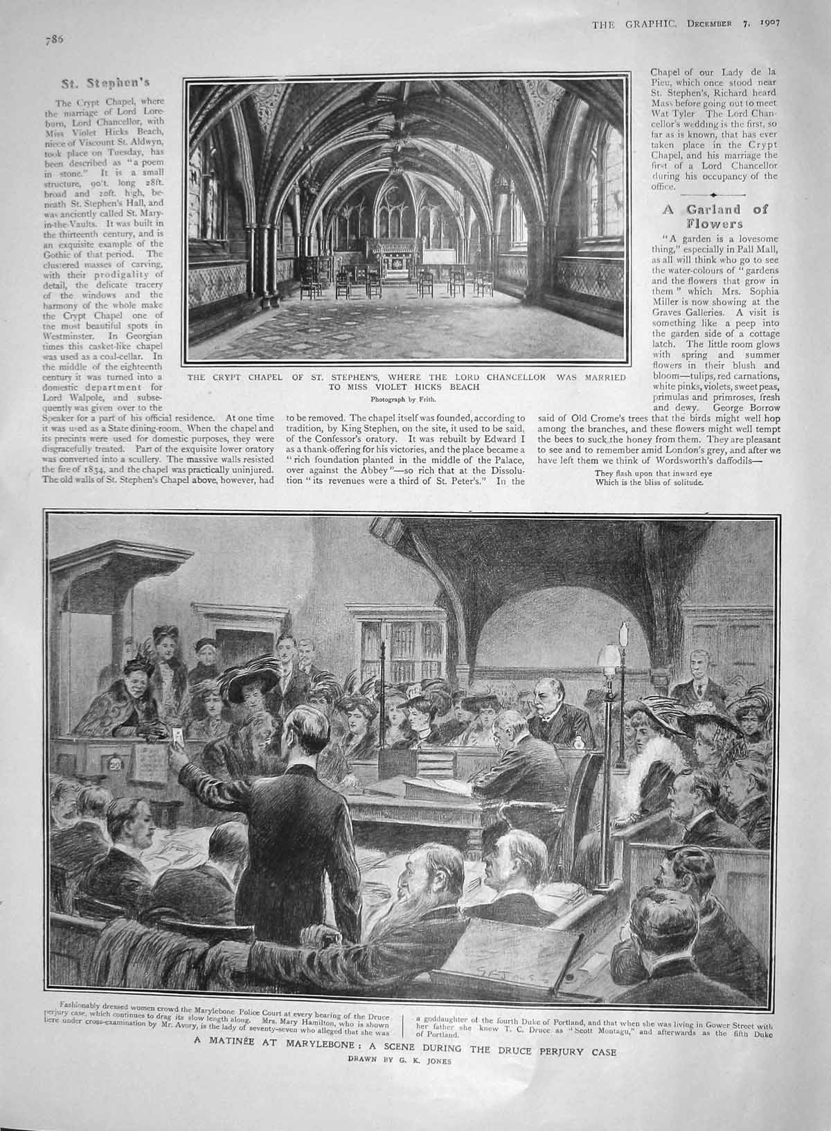 Old Antique Print 1907 Chapel St. Stephens Marylebone Court Prince George 20th