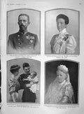 Original Old Antique Print 1907 Sweden Queen Gustavus Sophia King Oscar Eugene
